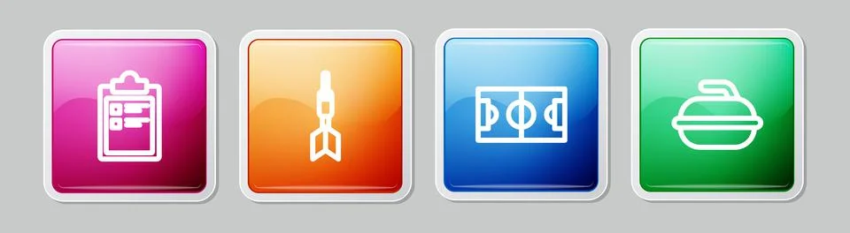 Set line Sport training program, Dart arrow, Football soccer field and Stone for Illustration