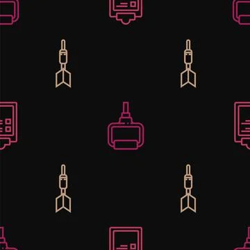 Set line Sport training program, Dart arrow and TPX loop equipment on seamless Illustrazione stock