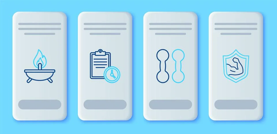 Set line Sport training program, Dumbbell, Aroma candle and Bodybuilder mus.. Stockillustratie