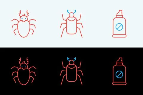 Set line Spray against insects, Beetle deer and bug icon. Vector Ilustración de archivo