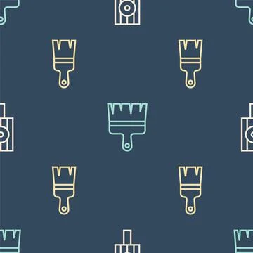 Set line Spray can nozzle cap, Paint brush and on seamless pattern. Vector Stock Illustration