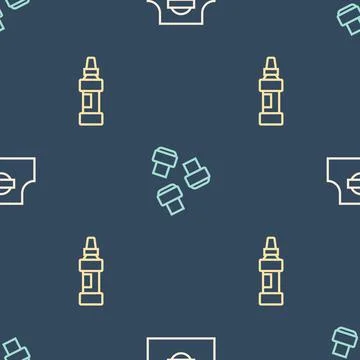 Set line Spray can nozzle cap, Marker pen and attachment on seamless pattern Stock Illustration
