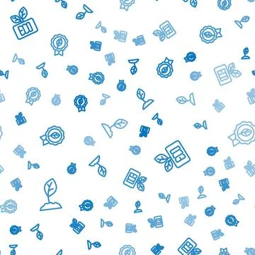 Set line Sprout, Leaf Eco symbol and on seamless pattern. Vector Illustrazione stock