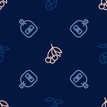 Set line Sprout, Pack full of seeds and Fresh berries on seamless pattern 库存插图
