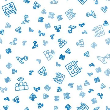 Set line Spy, agent, Peace and Caduceus snake medical on seamless pattern Stock Illustration