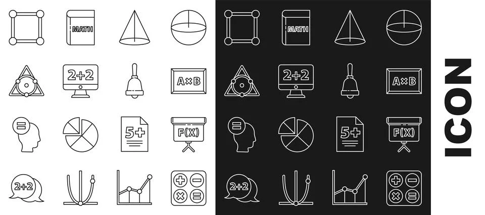 Set line Square root, Geometric figure Cube, Calculation, Graph, schedule, .. 스톡 일러스트
