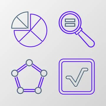 Set line Square root, Geometric figure Pentagonal prism, Calculation and Gr.. Stock Illustration