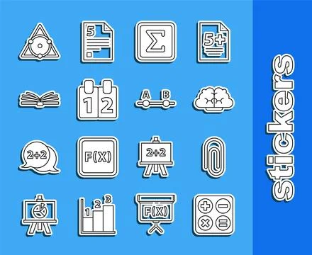 Set line Square root, Graph, schedule, chart, diagram, Geometric figure, Ma.. Stock Illustration