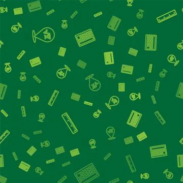 Set line Square root of x glyph, Ruler and Calculator on seamless pattern 스톡 일러스트