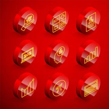 Set line Square root of x glyph, Calculator, Function mathematical symbol, Ch Illustrazione stock