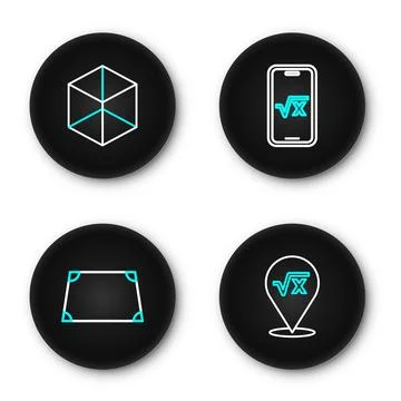 Set line Square root of x glyph, Acute trapezoid shape,  and Geometric figu.. Stock Illustration