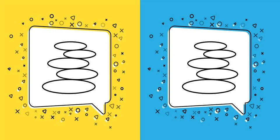 Set line Stack hot stones icon isolated on yellow and blue background. Spa salon Stockillustratie