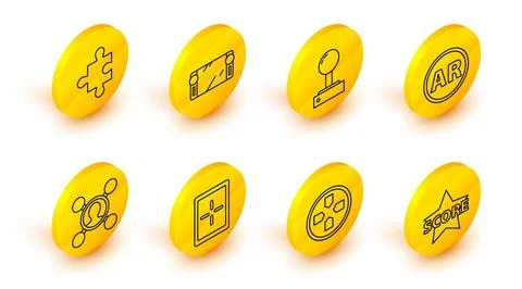 Set line Star, Gamepad, Tablet, Share, Ar, augmented reality, Joystick for .. Stock Illustration