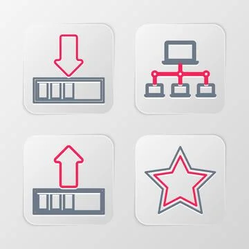 Set line Star, Loading, Computer network and icon. Vector 스톡 일러스트