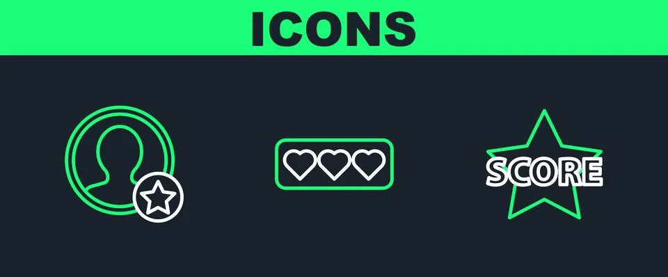 Set line Star, Premium create account screen and Like and heart icon. Vector Stock Illustration