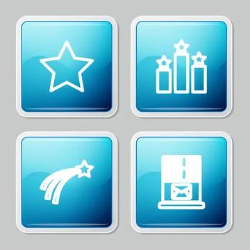 Set line Star, Ranking star, Falling and Mail server icon. Vector Stock Illustration