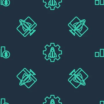 Set line Startup project concept, and Pie chart and dollar on seamless pattern 스톡 일러스트