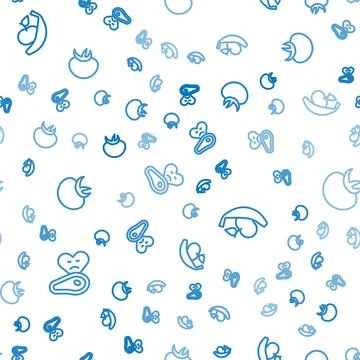 Set line Steak meat, Apple and banana and Tomato on seamless pattern. Vector Illustrazione stock