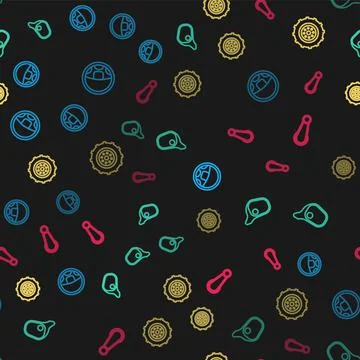 Set line Steering wheel, Car mirror, and door handle on seamless pattern. Vector Illustration