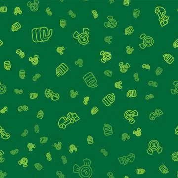 Set line Stone for curling, Ice resurfacer and Medal on seamless pattern. Vector Illustration