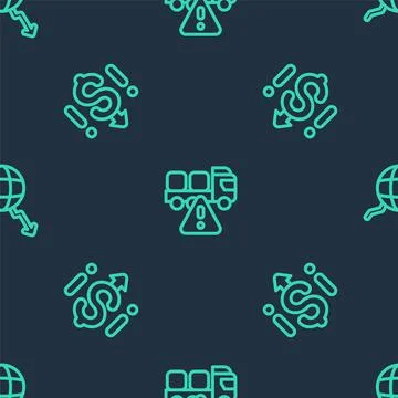 Set line Stop delivery cargo truck, Dollar rate decrease and Global economic  库存插图