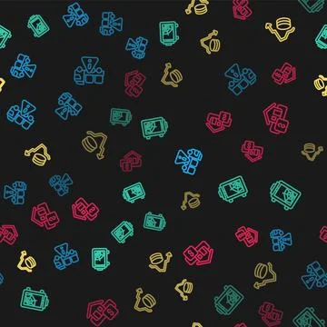 Set line Stop delivery cargo truck, Safe, Dollar rate decrease and Hanging .. Stock Illustration