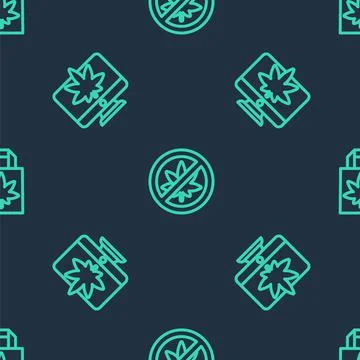 Set line Stop marijuana or cannabis leaf, Monitor and and Shopping paper bag of 库存插图