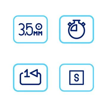 Set line Stop media button, Repeat track music player, Stopwatch and Audio .. Stock Illustration