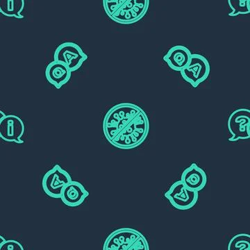 Set line Stop virus, bacteria, Question and Answer and Exclamation on seamless Stock Illustration