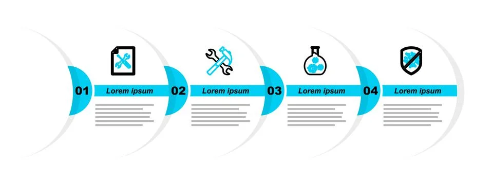 Set line Stop virus, bacteria, Test tube with, Crossed hammer and wrench an.. Stock Illustration