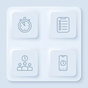 Set line Stopwatch, To do list or planning, Time Management and Alarm clock app Stock Illustration