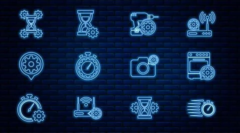 Set line Stopwatch, Oven setting, Drill machine, Time management, Setting Stock Illustration