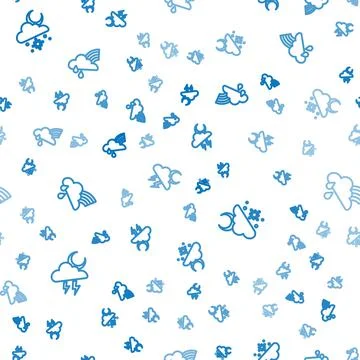 Set line Storm, Cloud with snow and sun and Rainbow cloud rain on seamless Illustrazione stock