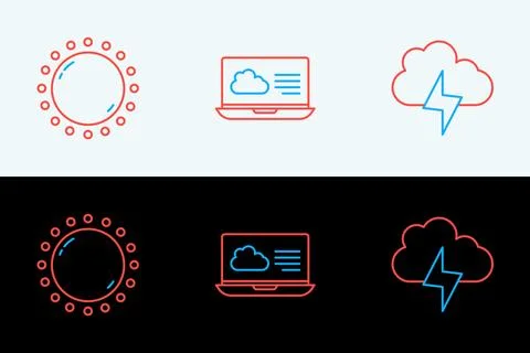 Set line Storm, Sun and Weather forecast icon. Vector Stock Illustration