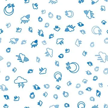 Set line Storm, Time sleep and Rainbow with cloud and rain on seamless pattern 스톡 일러스트