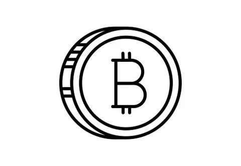 Set of Line Stroke Vector Bitcoin and Cryptocurrency Icon Stock Illustration
