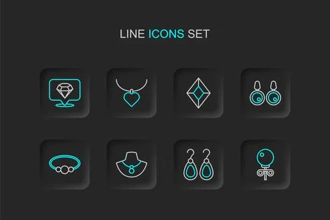 Set line Stud earrings, Earrings, Necklace on mannequin, Bracelet jewelry, .. Stock Illustration