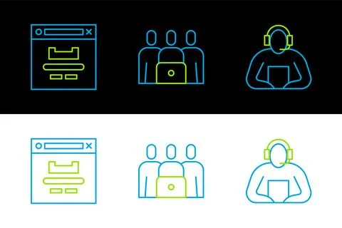 Set line Student, Browser window and Online class icon. Vector イラスト素材