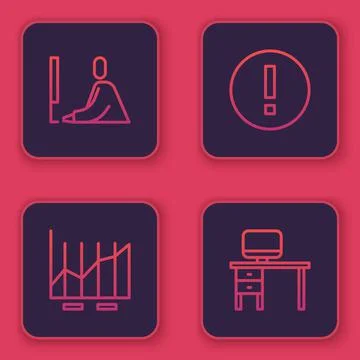 Set line Student working at laptop, Pie chart infographic, Information and Stock Illustration