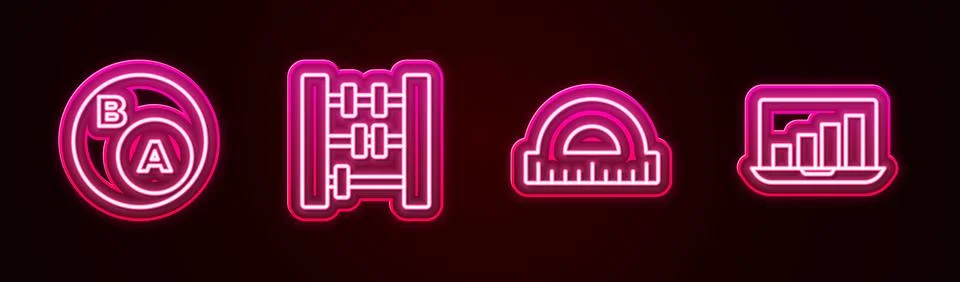 Set line Subsets, math, a is subset of b, Abacus, Protractor and Laptop wit.. Illustrazione stock