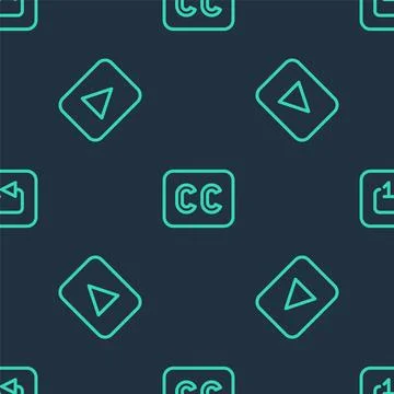 Set line Subtitles, Play button and Repeat track music player on seamless p.. Stock Illustration