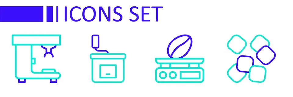 Set line Sugar cubes, Electronic coffee scales, Manual grinder and Coffee m.. Stock Illustration