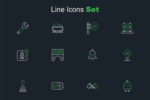 Set line Suitcase, Flag, Train ticket, Arrow for switching the railway, Spe.. イラスト素材