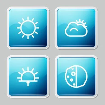 Set line Sun, and cloud, Sunrise and Eclipse of the sun icon. Vector Illustrazione stock