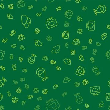 Set line Sun and cloud weather, Location and on seamless pattern. Vector Stock Illustration