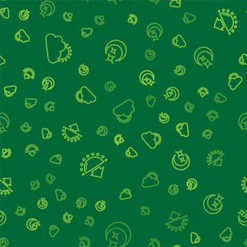 Set line Sun and cloud weather, Sunset and Moon stars on seamless pattern Stock Illustration