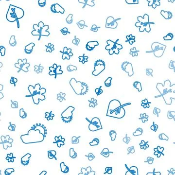 Set line Sun and cloud weather, Leaf or leaves and Leaf or leaves on seamless イラスト素材