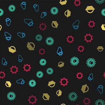 Set line Sun and cloud weather, Eclipse of sun, Sunset and  on seamless patte イラスト素材