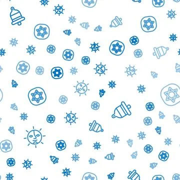 Set line Sun, Ringing alarm bell and Tarot cards on seamless pattern. Vector Stock Illustration