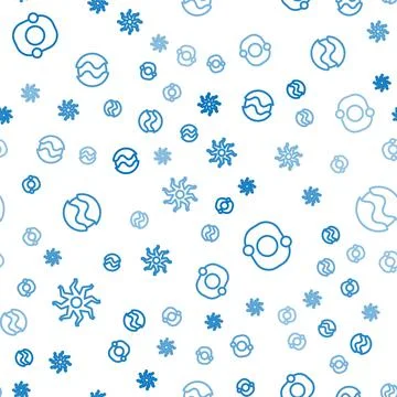 Set line Sun, Solar system and Planet on seamless pattern. Vector Stock Illustration